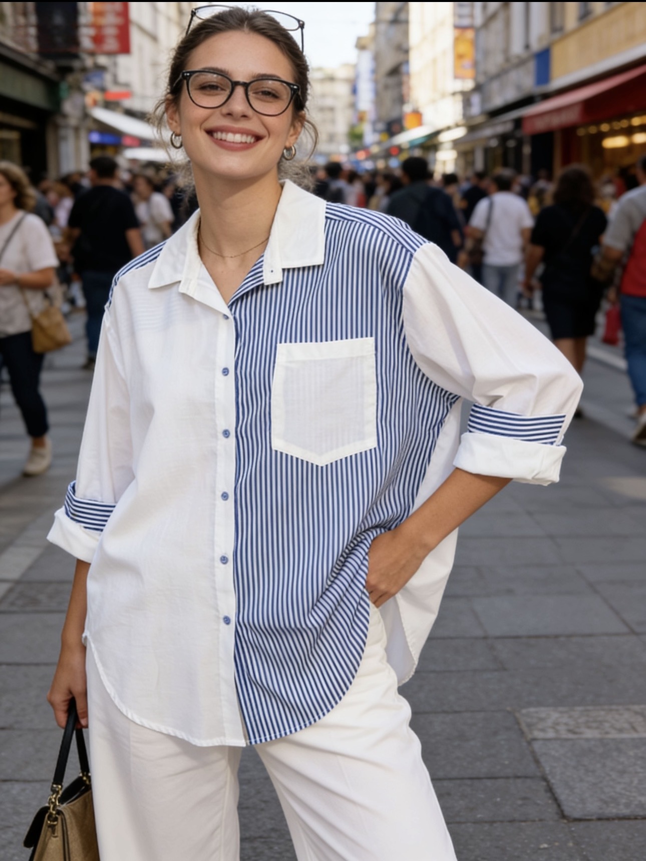 Grossista 5STAR - Camicia a Righe con Maniche a Contrasto