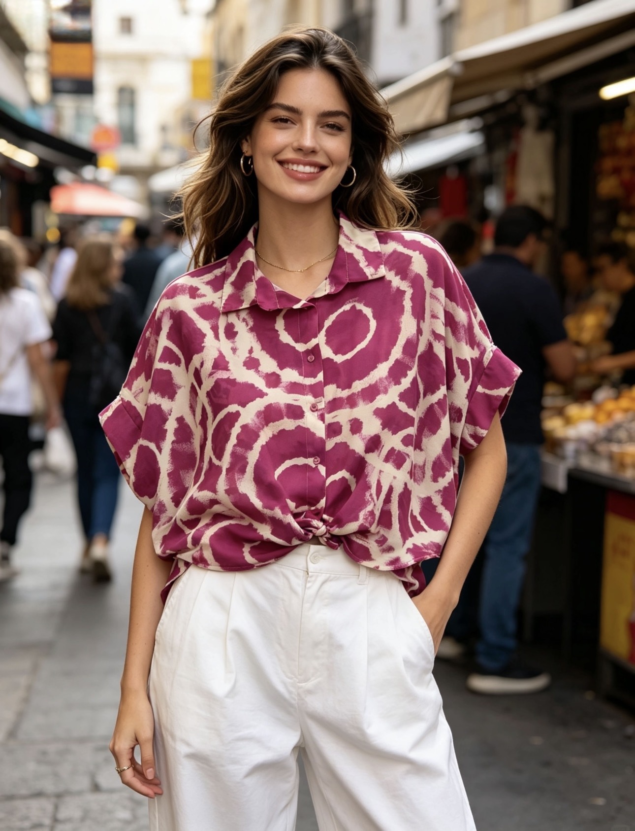 Mayorista 5STAR - Camisa estampada con nudo frontal