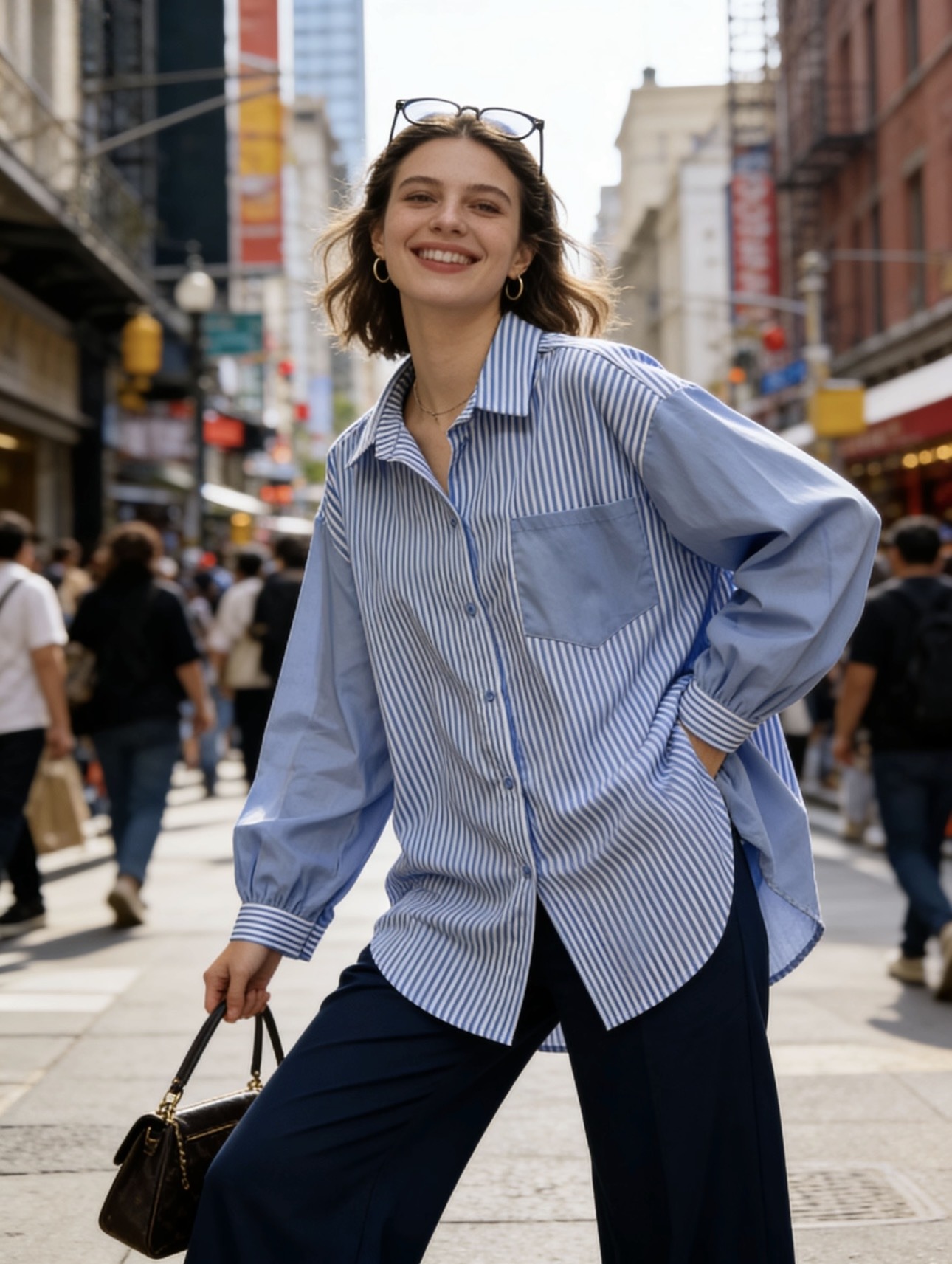 Grossista 5STAR - Camicia a Righe Rosa con Maniche a Contrasto