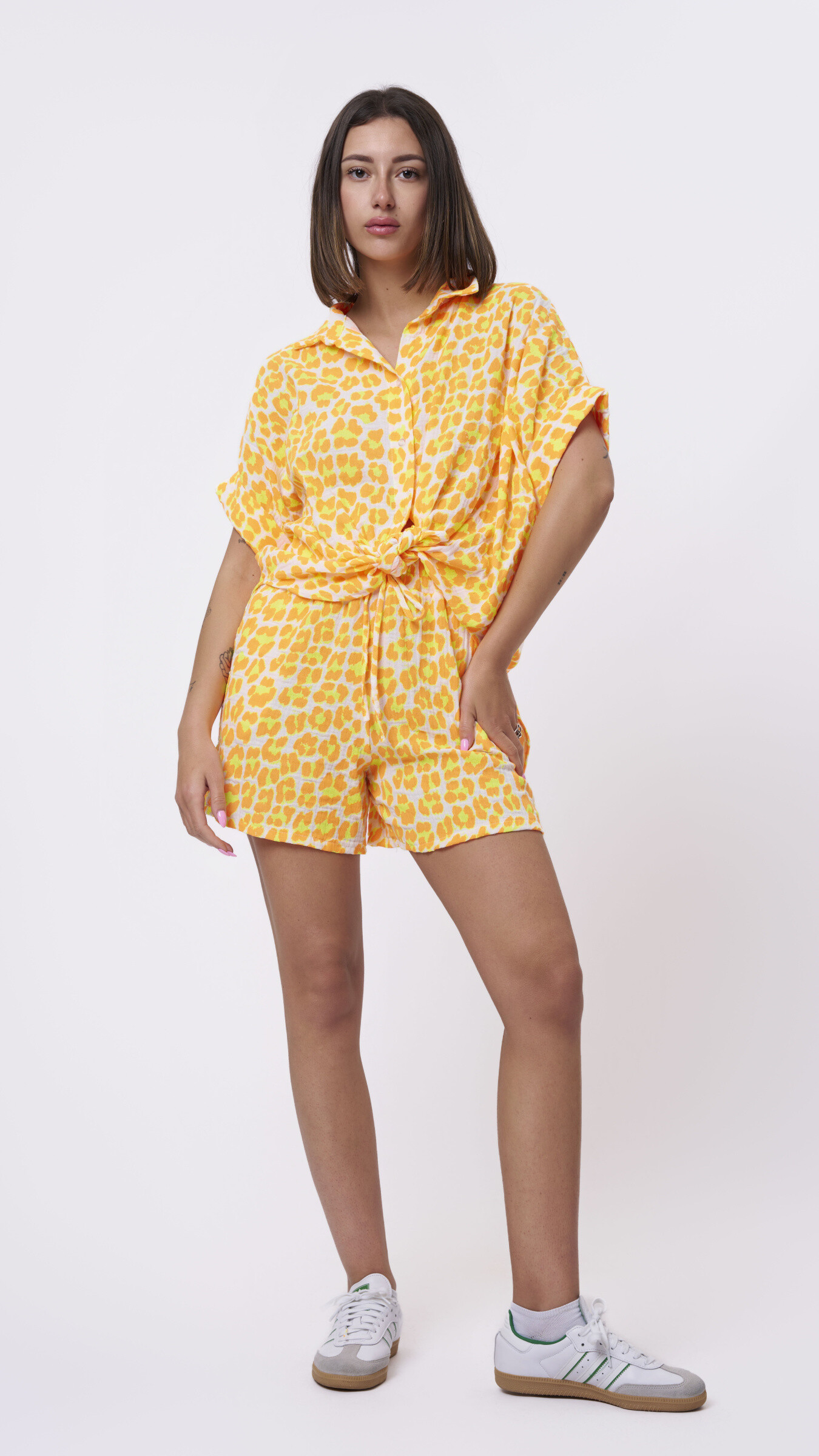 Grossista 5STAR - CAMICIA IN COTONE GARZATO CON STAMPA ANIMALIER FLUO