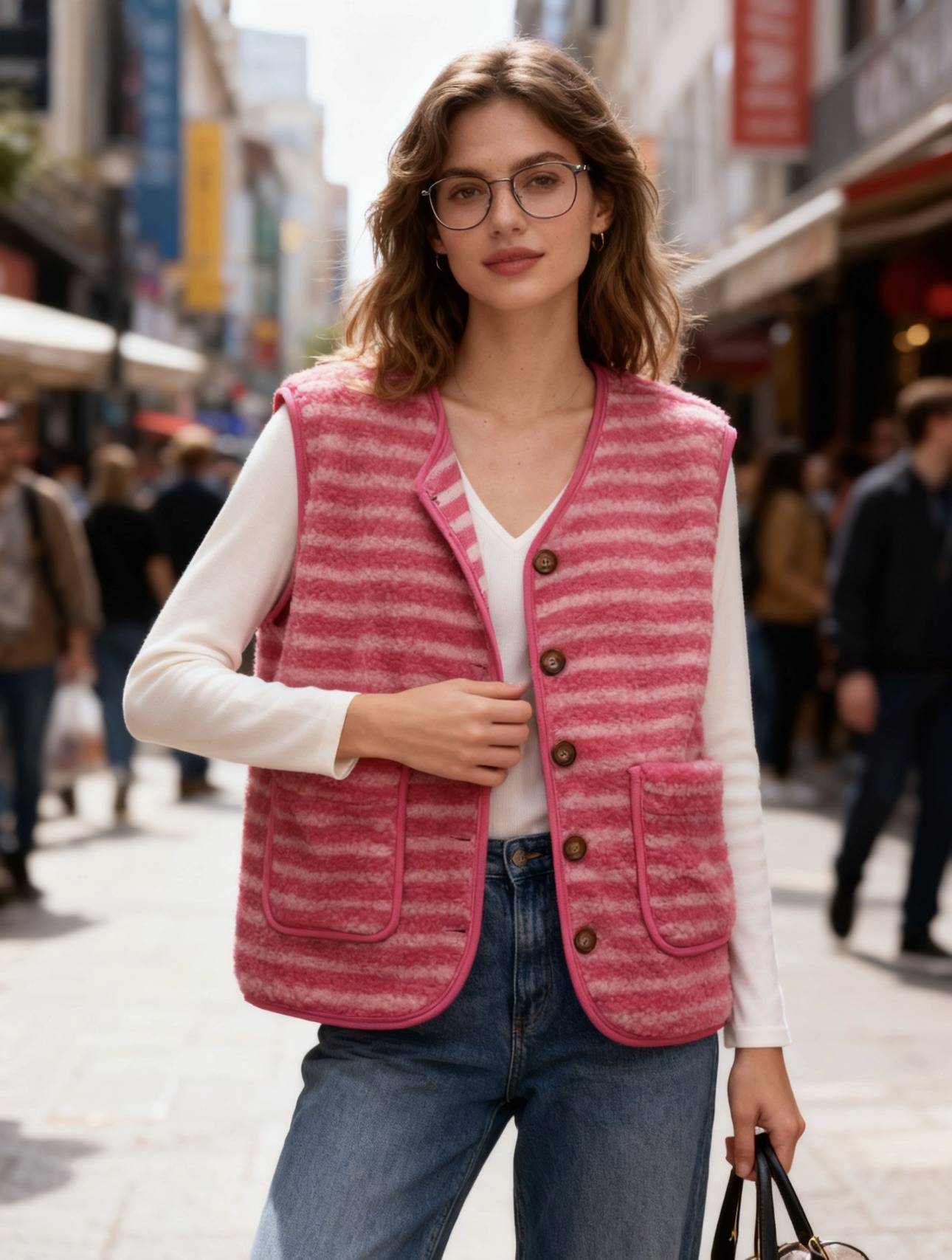 Grossiste 5STAR - Gilet Teddy à Rayures