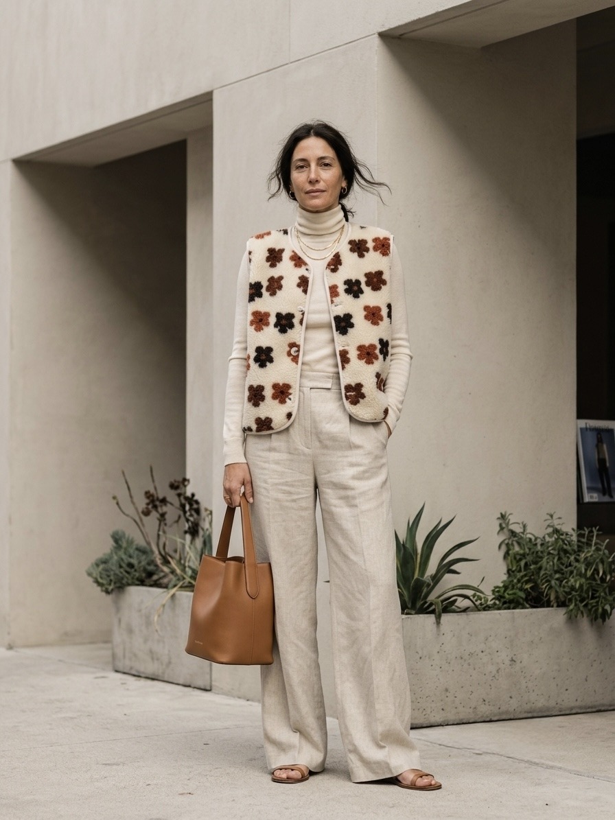 Grossiste 5STAR - Gilet en fausse fourrure à fleurs