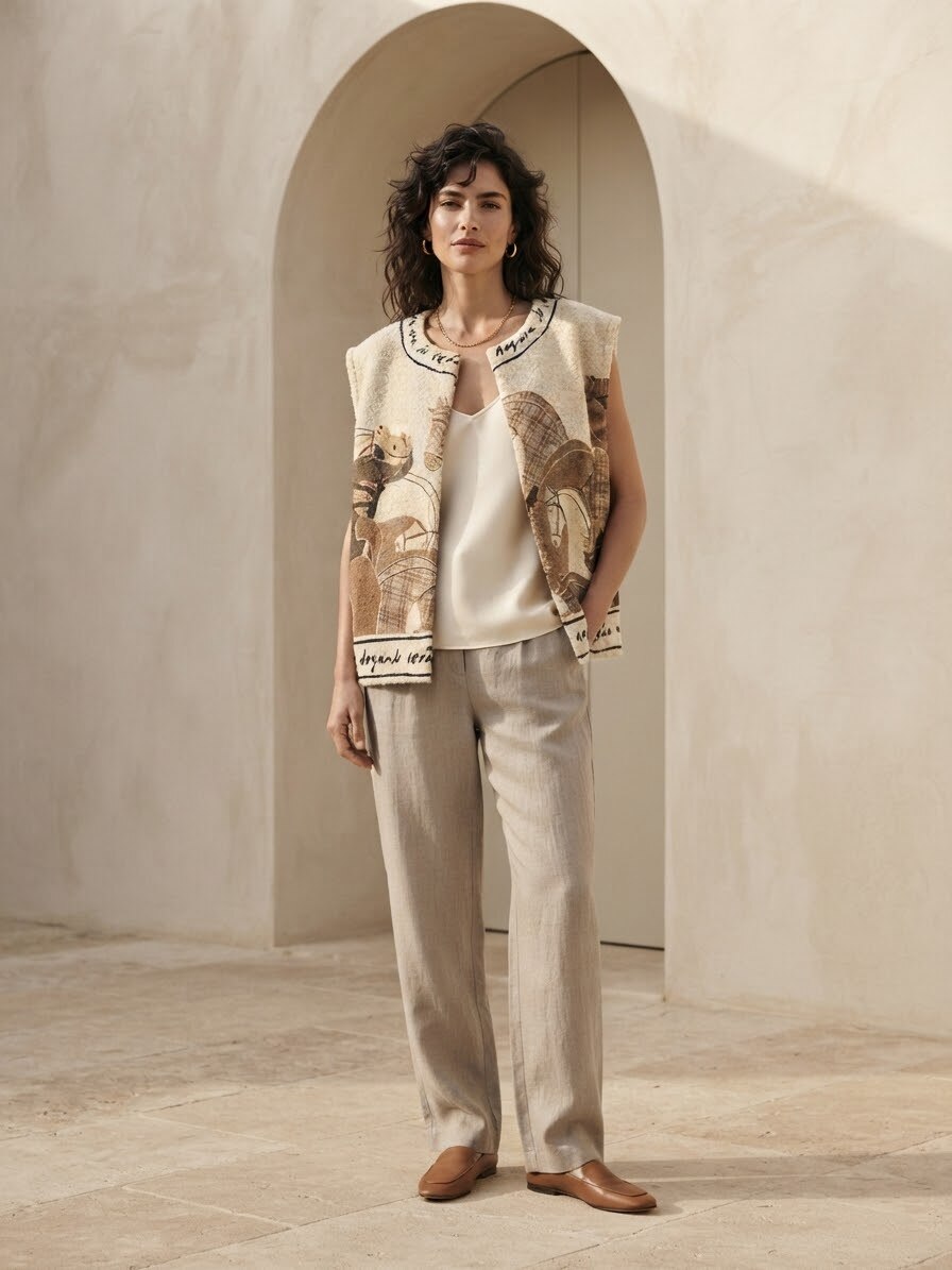 Wholesaler 5STAR - Open vest with horse print