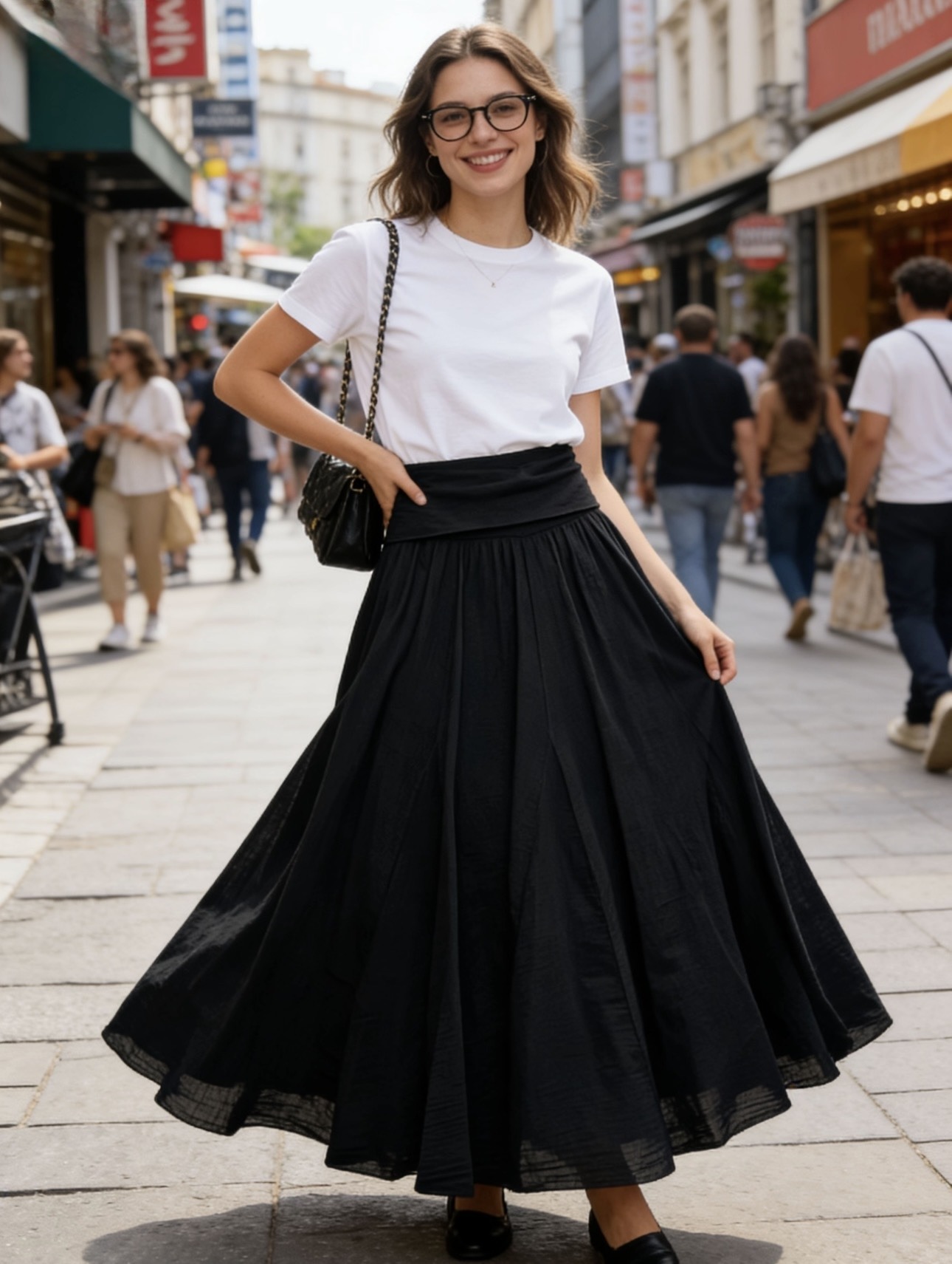 Wholesaler 5STAR - Wide Skirt with High Waistband