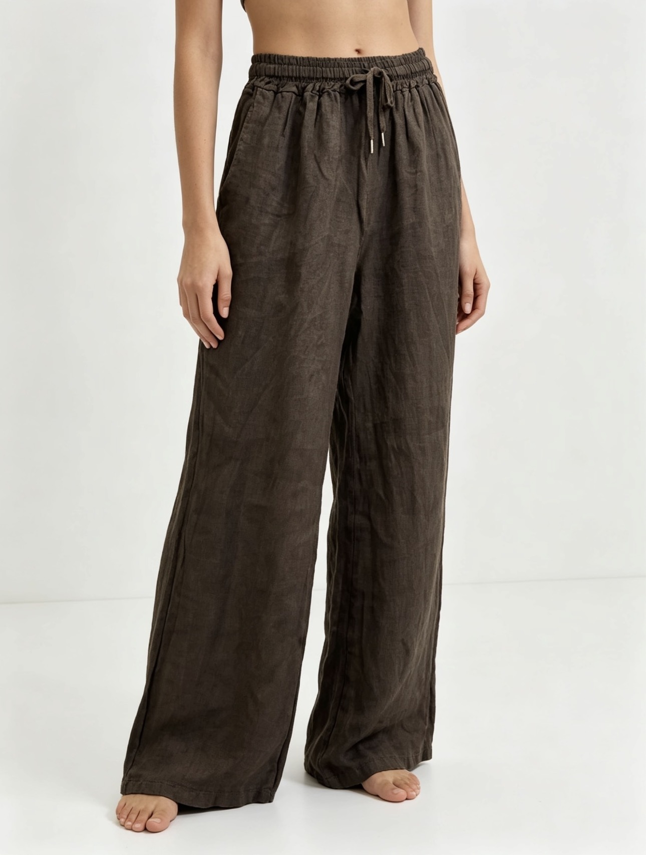 Mayorista 5STAR - Pantalones anchos de lino con cordón