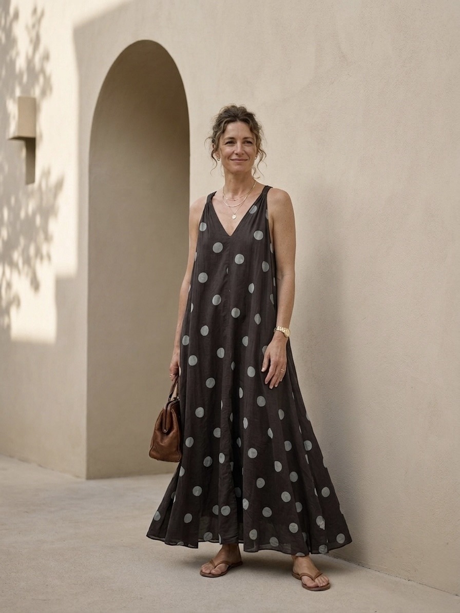 Wholesaler 5STAR - Sleeveless long polka dot dress