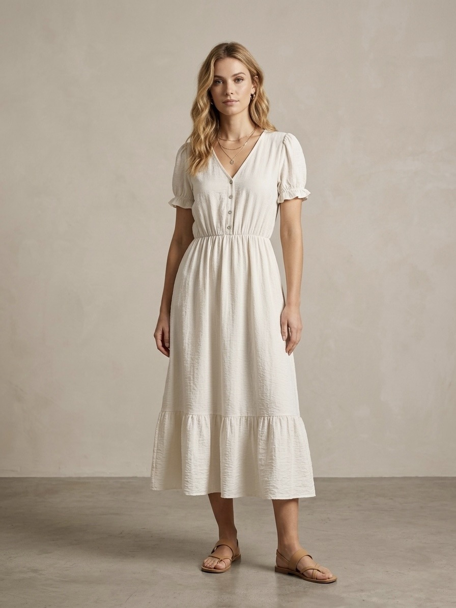 Wholesaler 5STAR - Dress with puff sleeves and elasticated waist