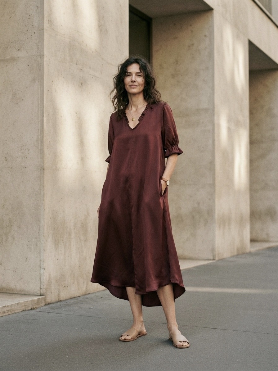 Grossiste 5STAR - Robe avec décolleté en V froncé et manches bouffantes