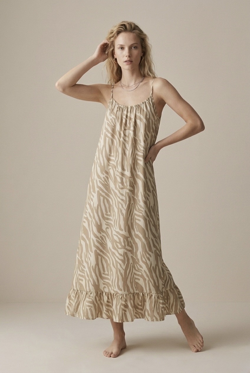 Wholesaler 5STAR - Long dress with thin straps and abstract print