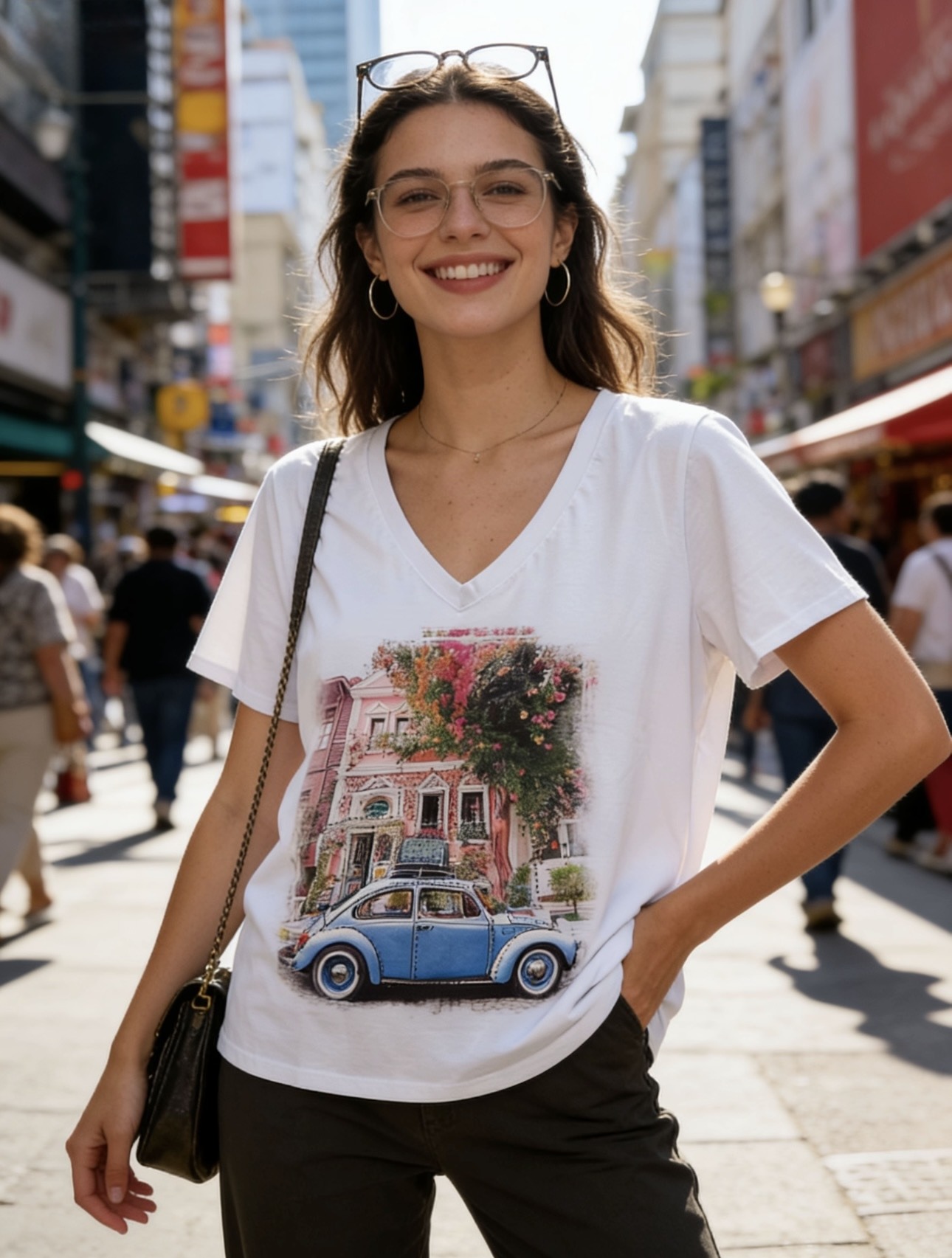 Wholesaler 5STAR - Printed V-neck T-shirt