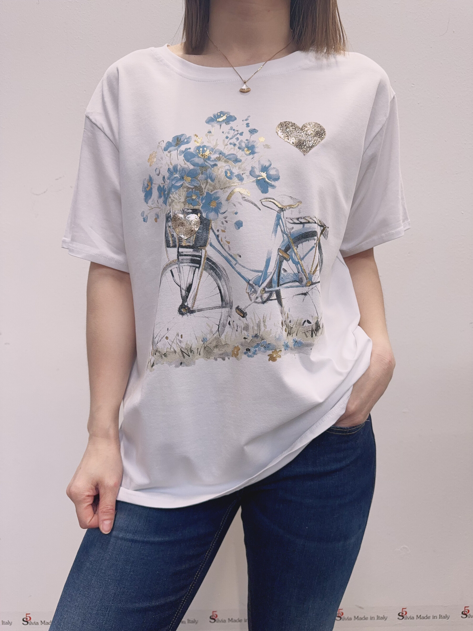 Grossista 5STAR - T SHIRT MANICHE CORTE  CON STAMPA BICICLETTA