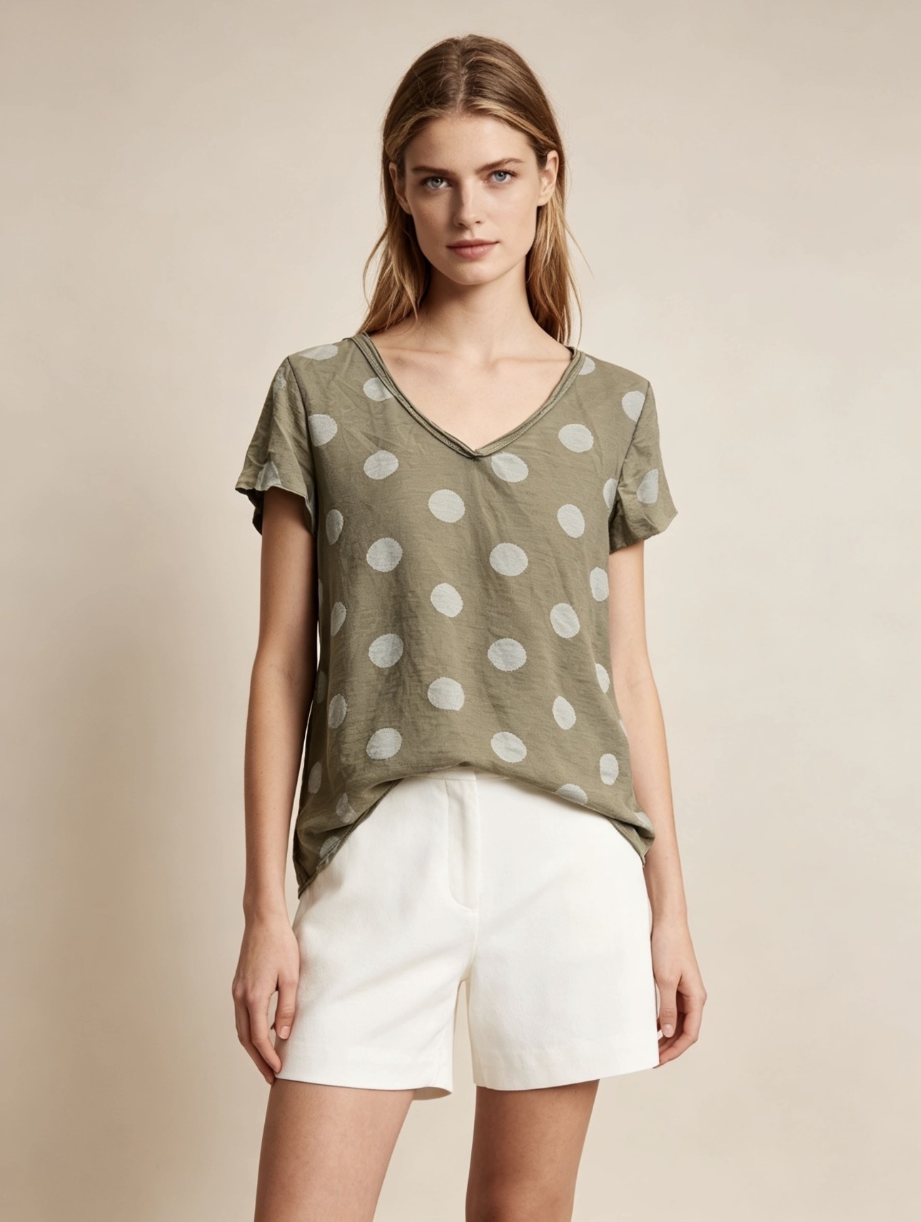 Mayorista 5STAR - Blusa holgada de lunares con escote en V