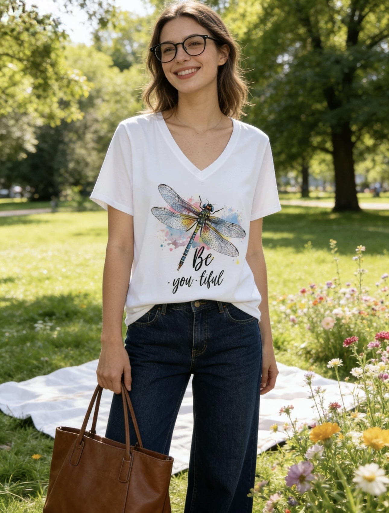 Grossista 5STAR - T-shirt con Stampa Libellula “Be You tiful”