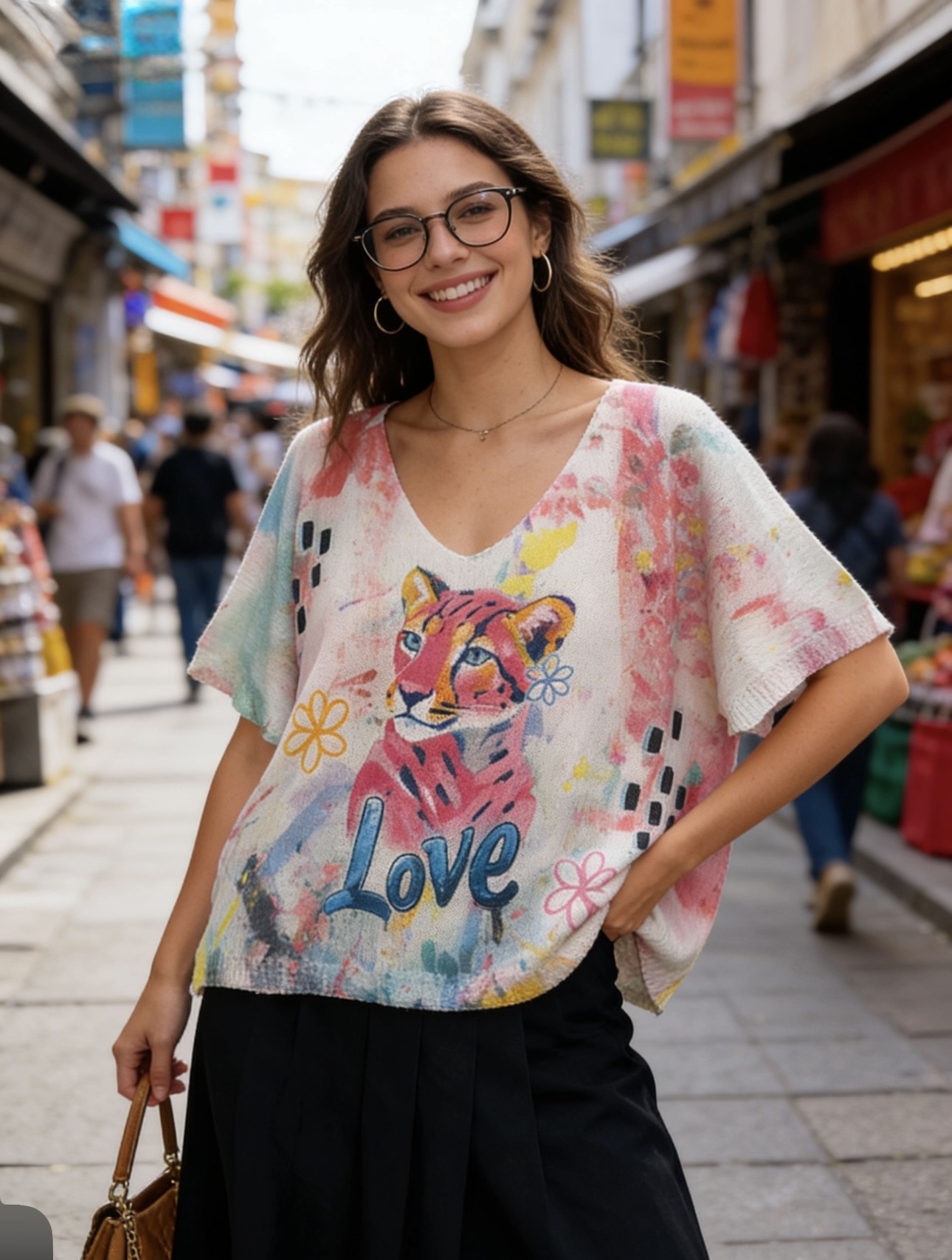 Grossista 5STAR - Maglia Leggera con Stampa Tigre Artistica