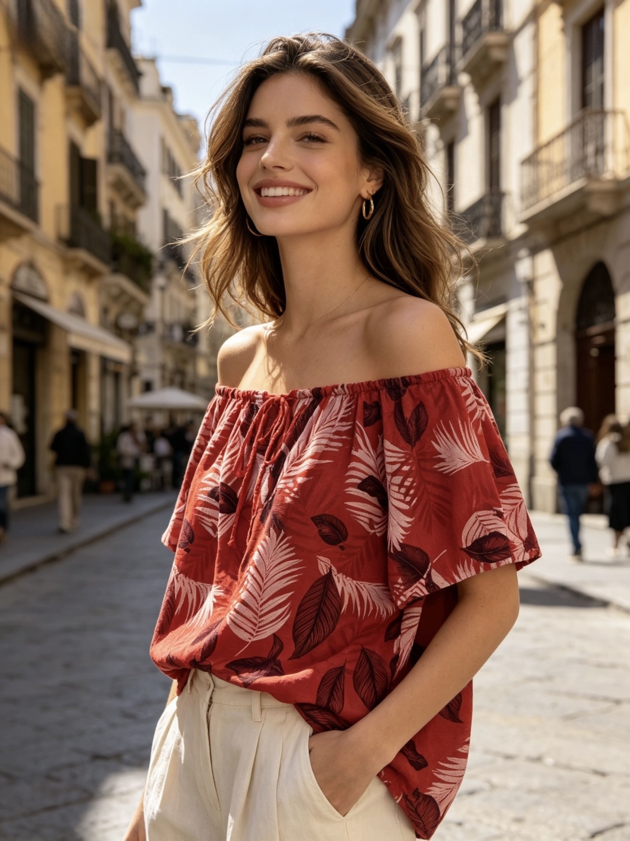 Wholesaler 5STAR - Loose blouse with leaf print