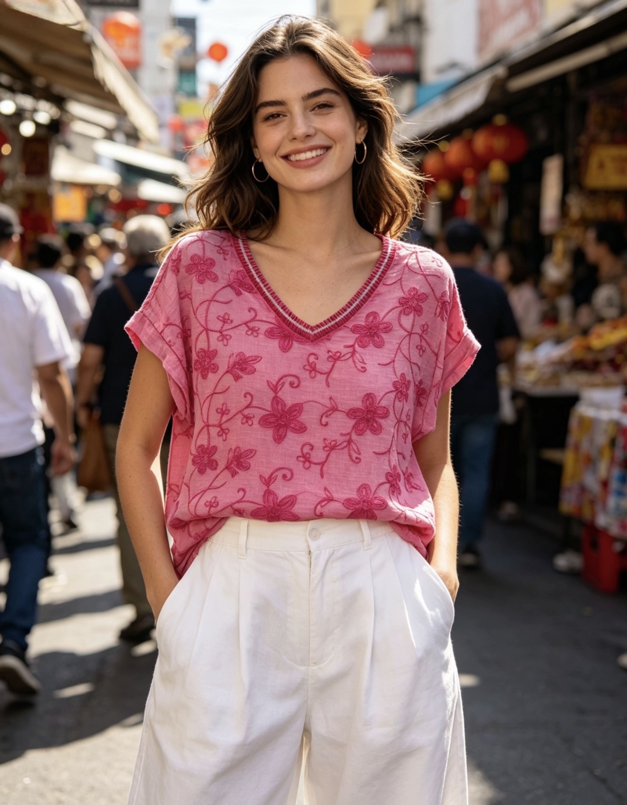 Wholesaler 5STAR - T-shirt with floral embroidery
