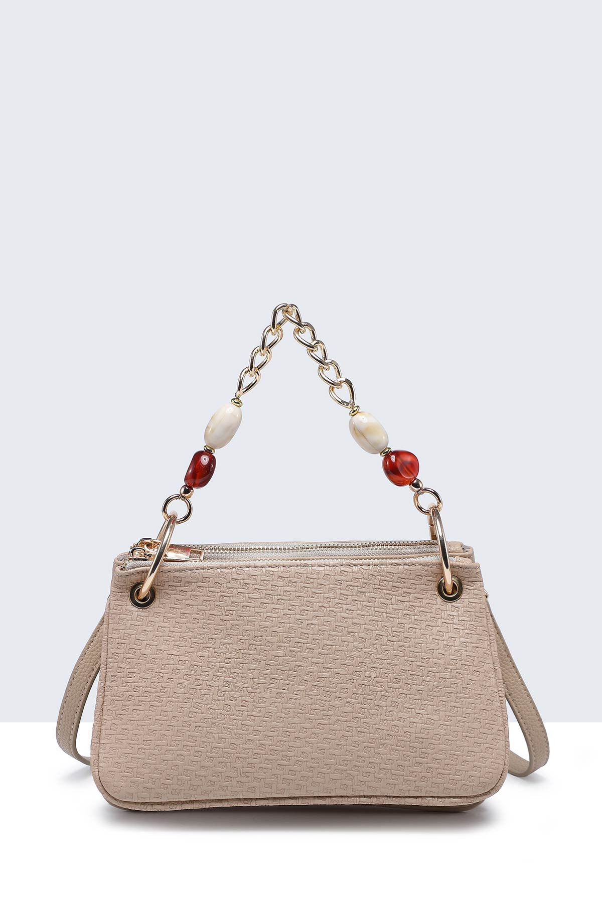 Wholesaler A&E - 20011-BV Triple pocket handbag in synthetic texture with braided style