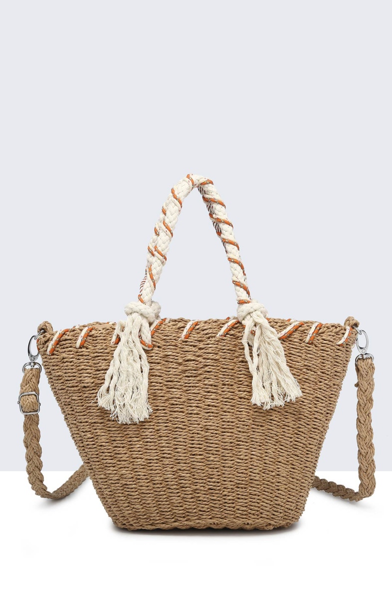 Wholesaler A&E - 8847-BV Crocheted paper straw handbag