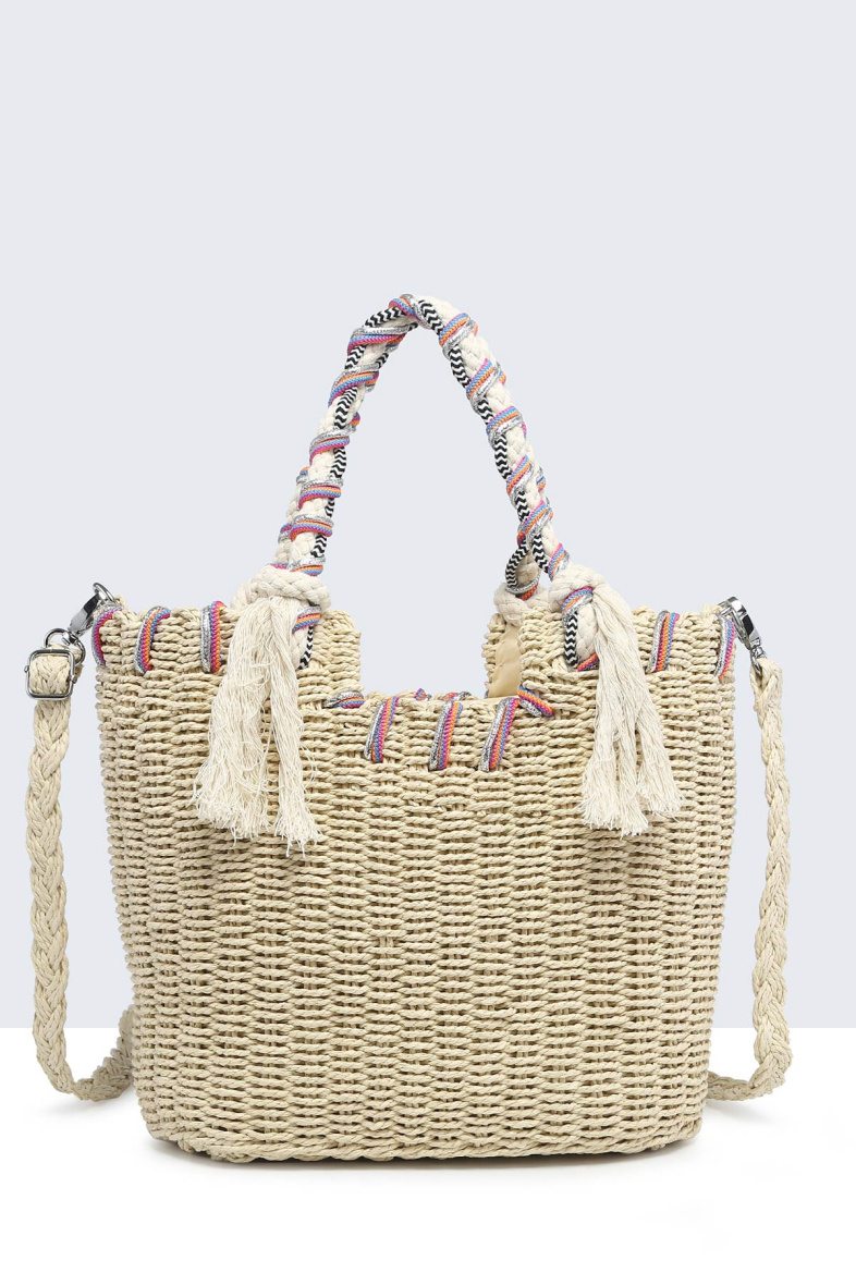 Wholesaler A&E - 8848-BV Crocheted paper straw handbag