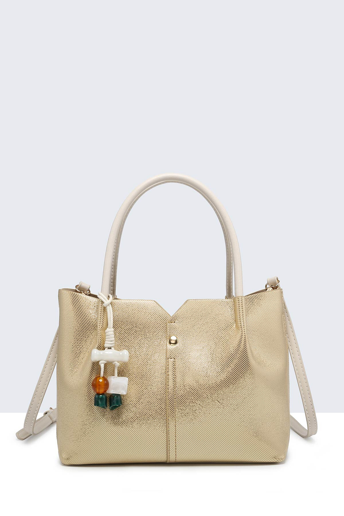 Wholesaler A&E - Metallic-striped synthetic handbag H250105-BV
