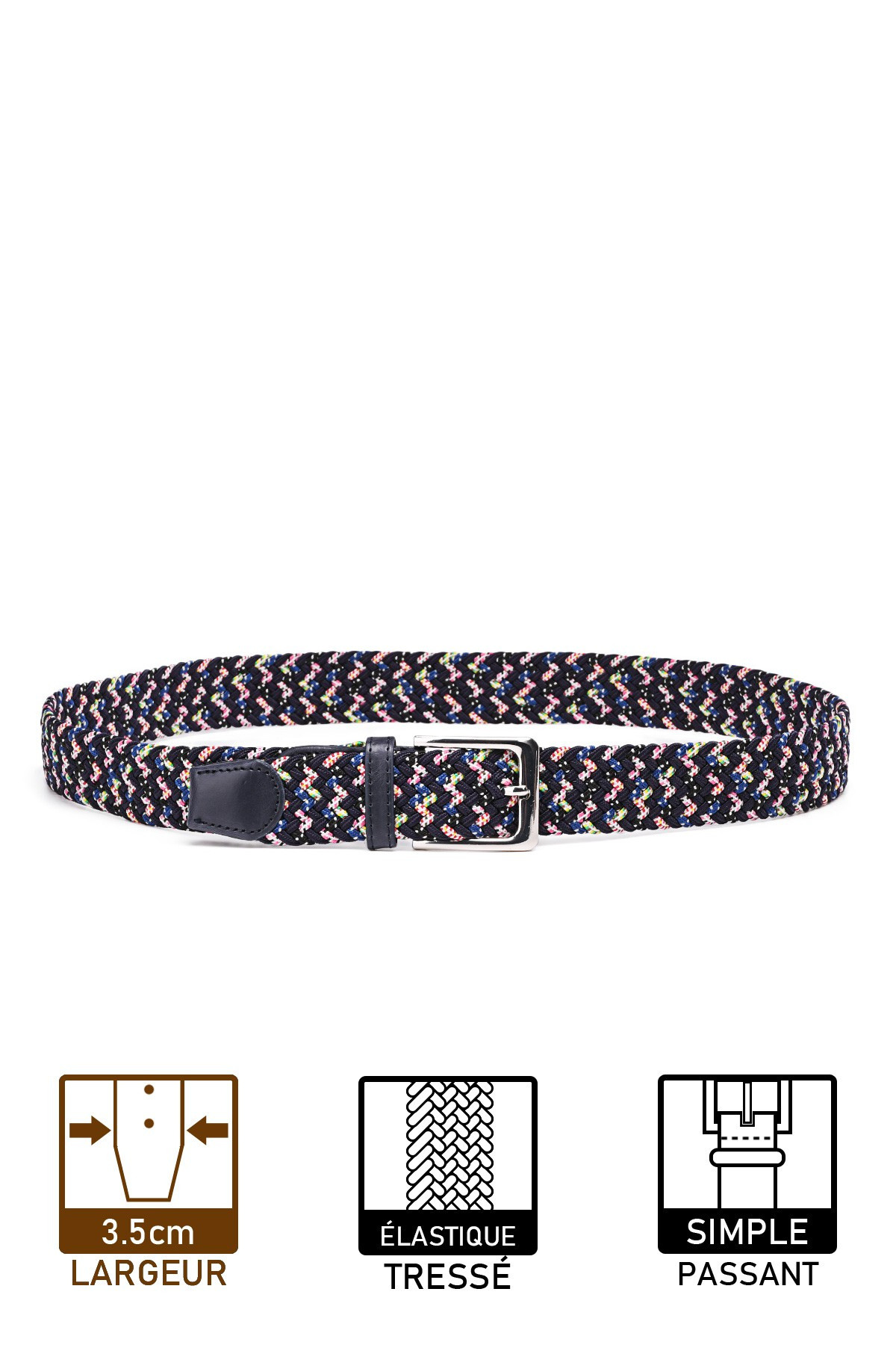 Wholesaler A&E - ZSP-357-M008 Multicolored elastic braided belt