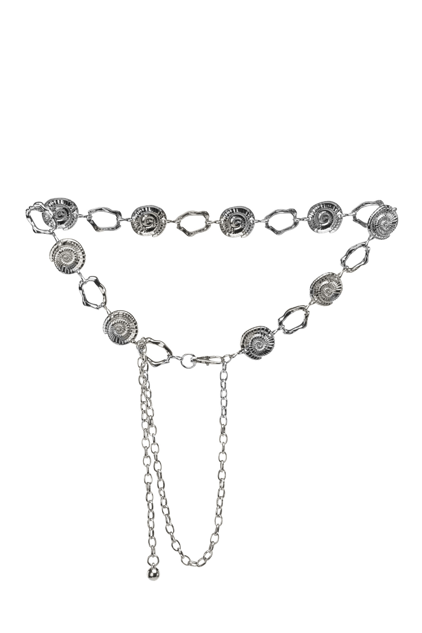 Grossista A&E - C-57090-SLV Cintura decorativa per abito fantasia in metallo - conchiglia