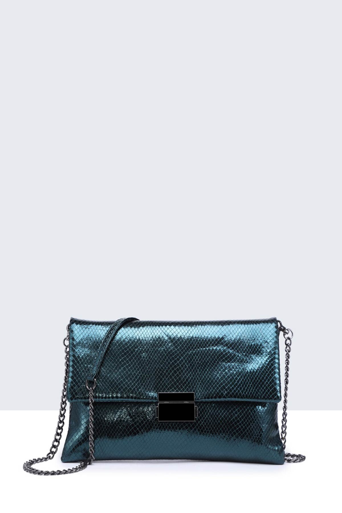 Wholesaler A&E - 28718-BV Synthetic metallic lizard scale crossbody bag with flap