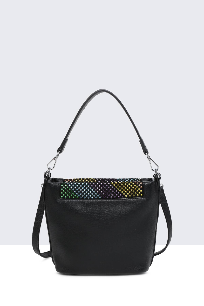 Grossiste A&E - Sac à main synthétique grainé décoration strass 60012-BV