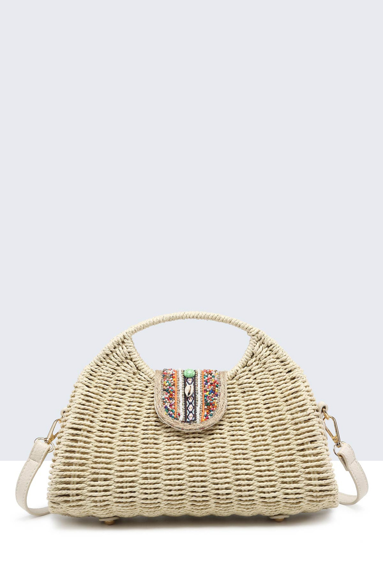 Wholesaler A&E - 9141-BV Paper straw handbag on rigid frame