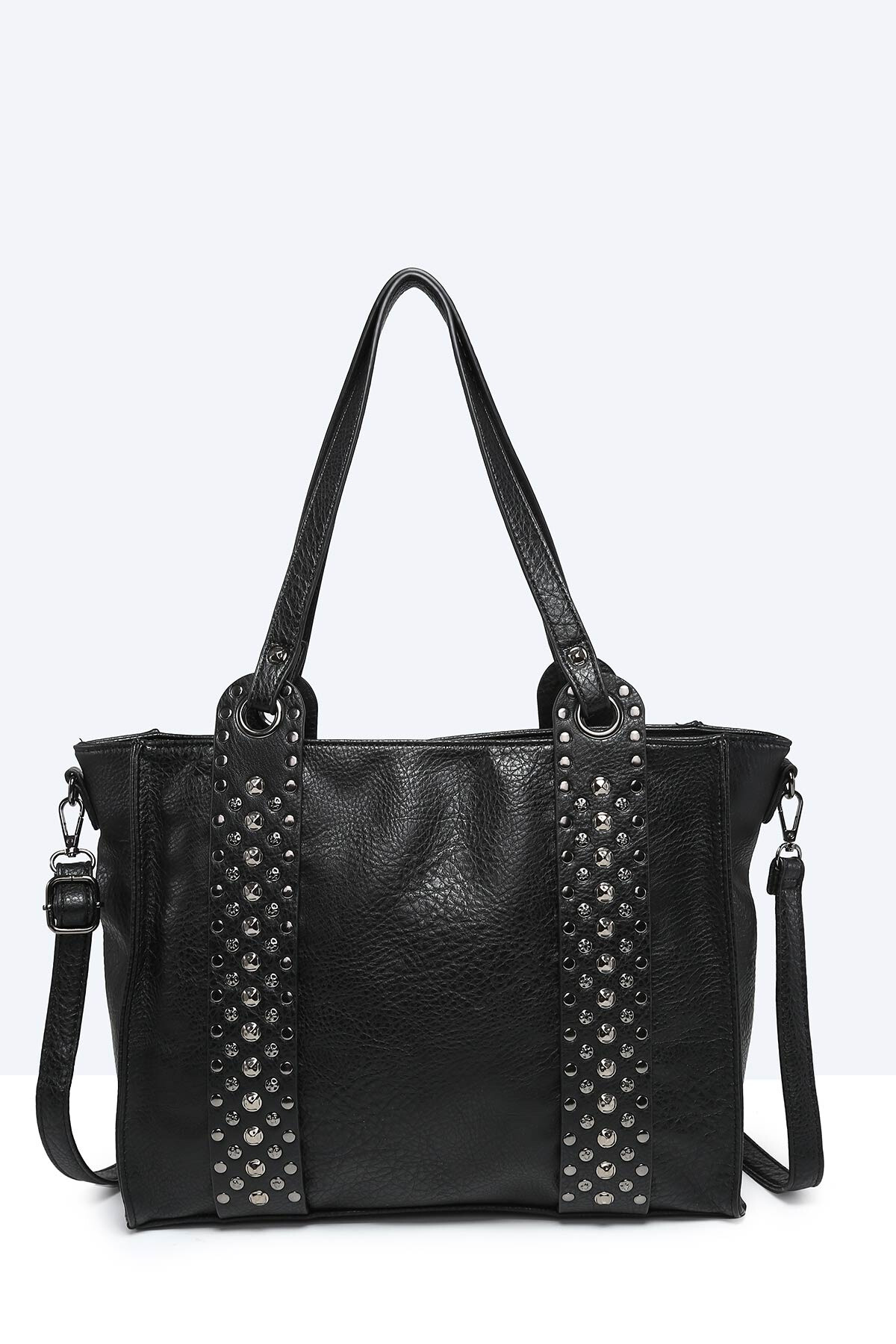 Wholesaler A&E - 28704-BV Grained tote shoulder handbag decorated with studs