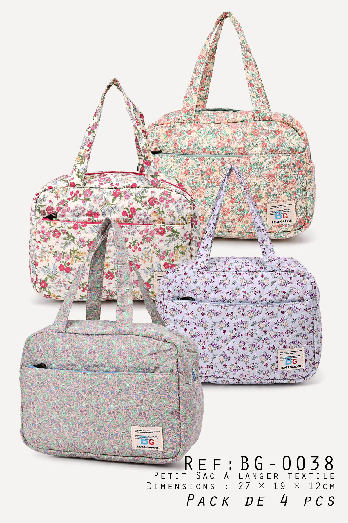 Wholesaler A&E - BG-0038 Quilted hand-carried textile changing bag with liberty flower pattern