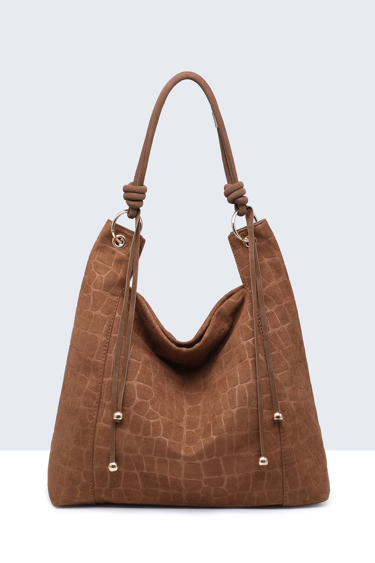 Grossista A&E - BV-11163 Borsa hobo texture coccodrillo nubuck
