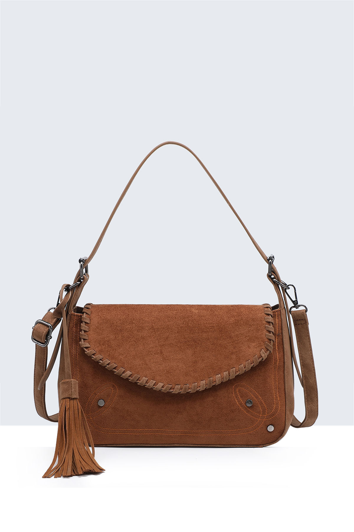 Grossiste A&E - BV-16219 Sac à main à rabat effet velour nubuck