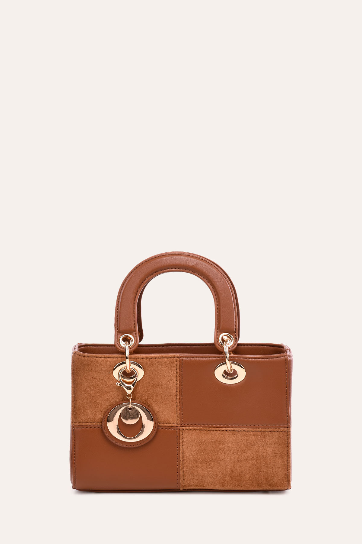 Wholesaler A&E - K5365 Rectangular handbag in faux suede with a large checkerboard pattern