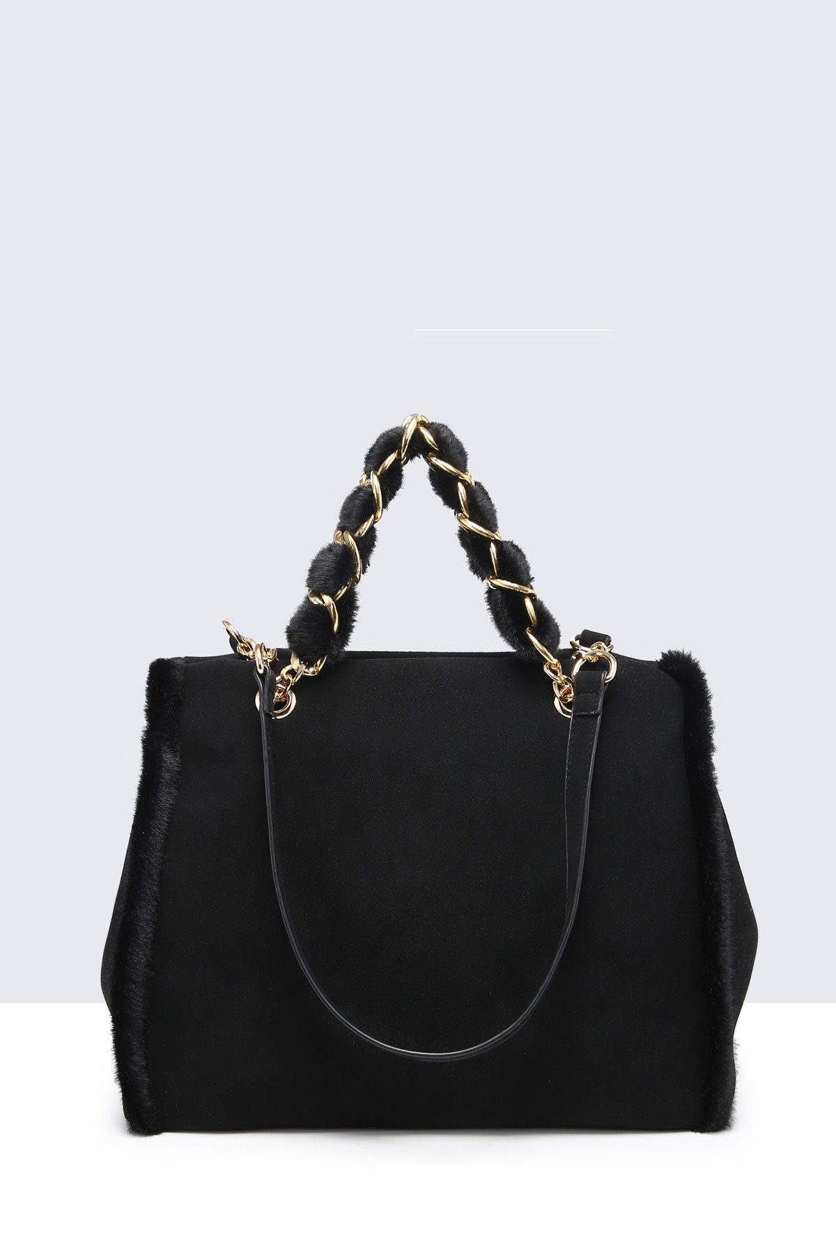 Grossista A&E - 60027-BV Borsa con bordo in pelliccia sintetica