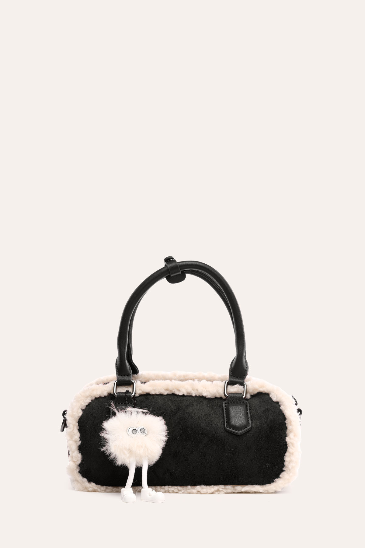 Wholesaler A&E - L32745 Box-shaped duffel bag with a suede-effect finish and faux sheepskin trim