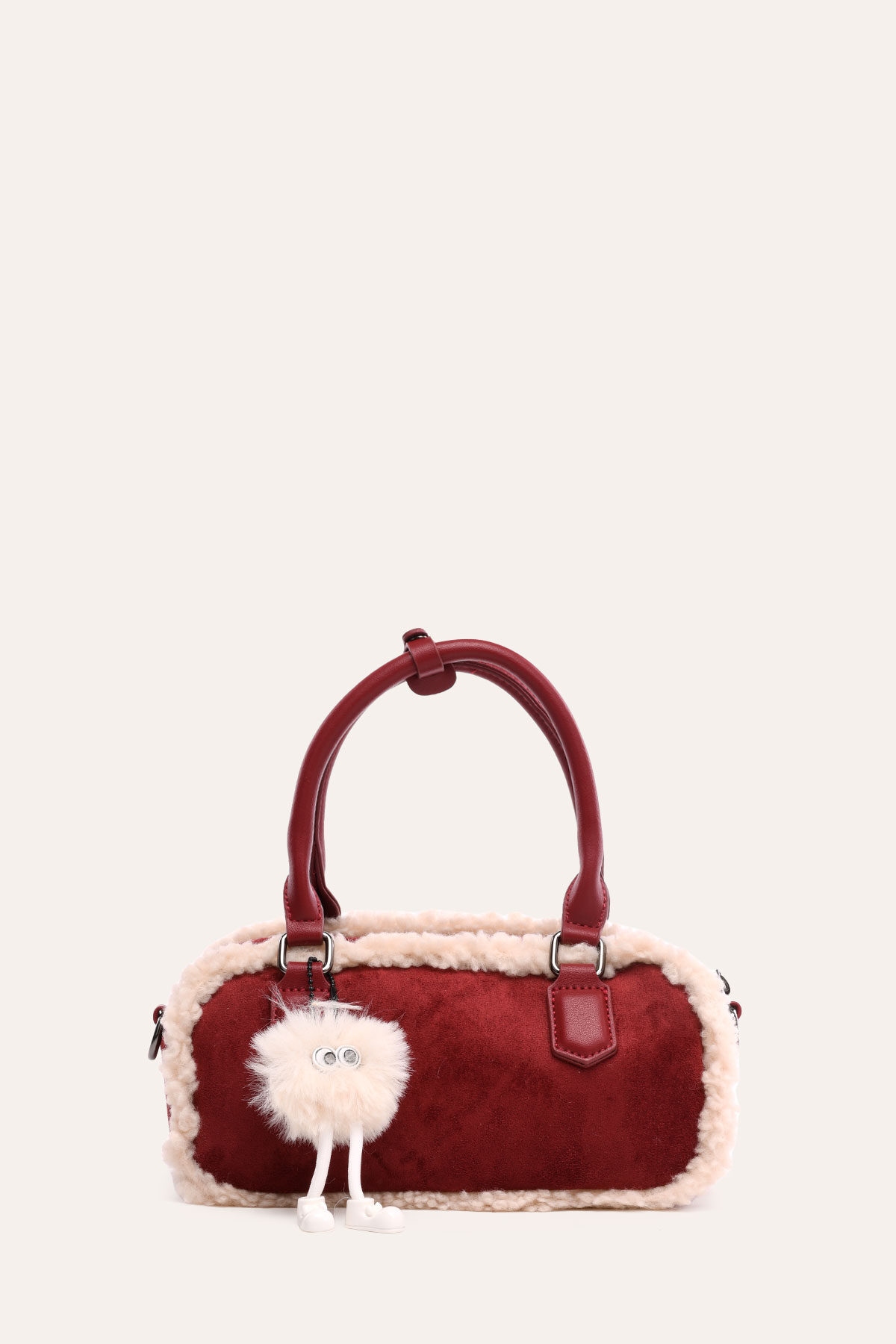 Wholesaler A&E - L32745 Box-shaped duffel bag with a suede-effect finish and faux sheepskin trim