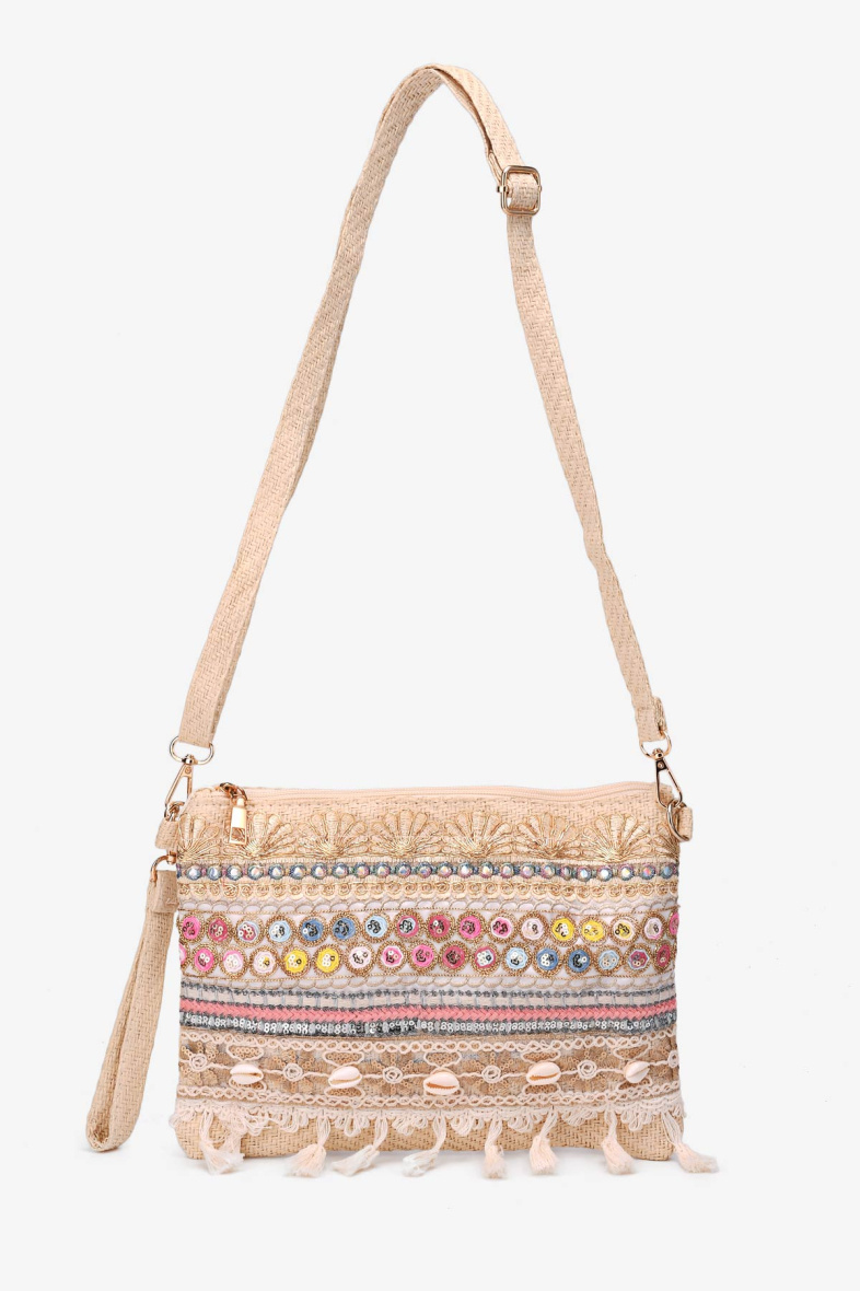 Wholesaler A&E - Bohemian style synthetic straw shoulder bag COA2433