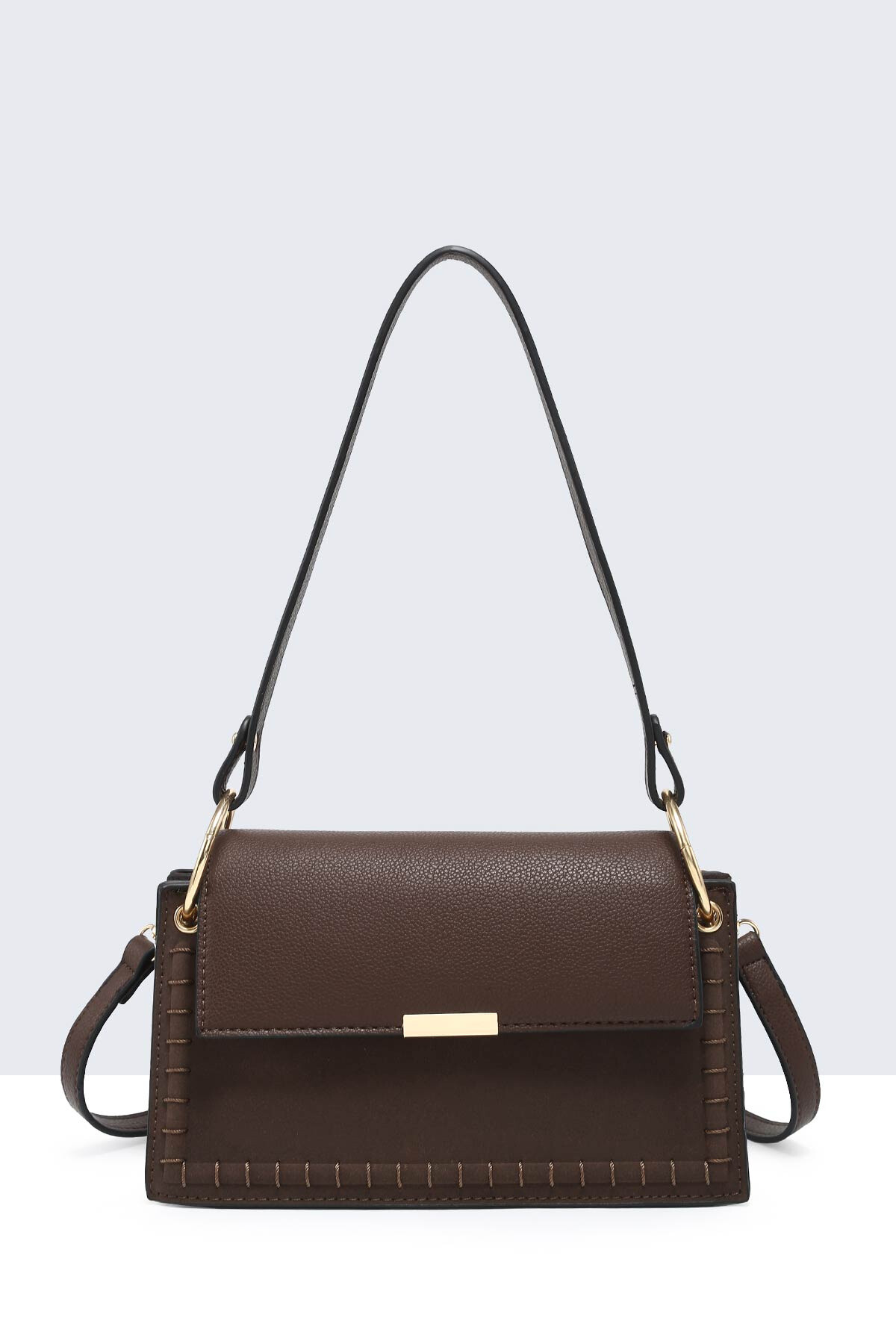 Wholesaler A&E - 11084-BV Synthetic suede-effect flap shoulder handbag