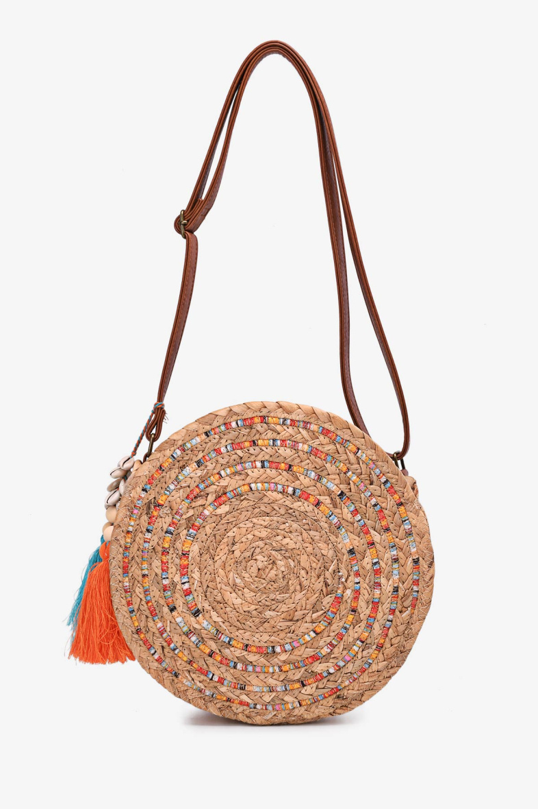 Wholesaler A&E - CL13068 Round raffia shoulder bag