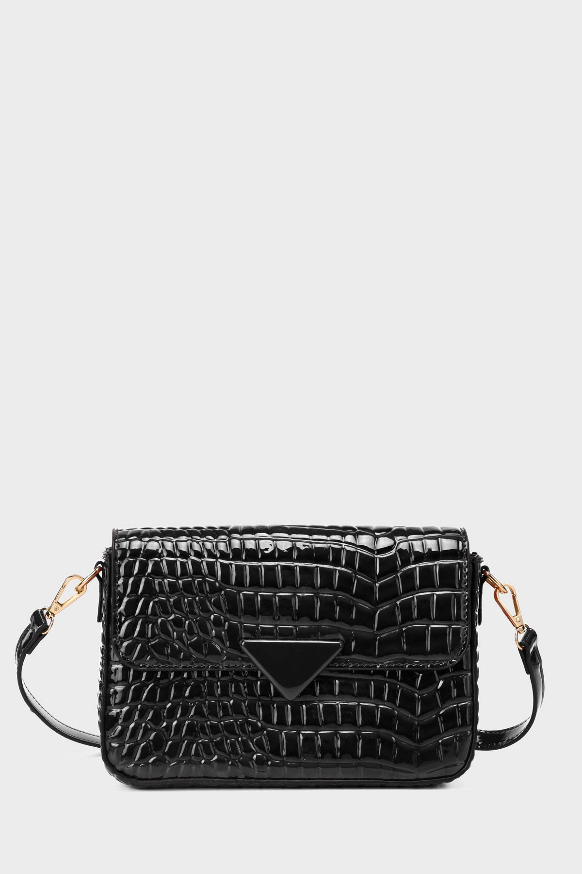 Wholesaler A&E - 11058-BV Patent crocodile shoulder bag with flap