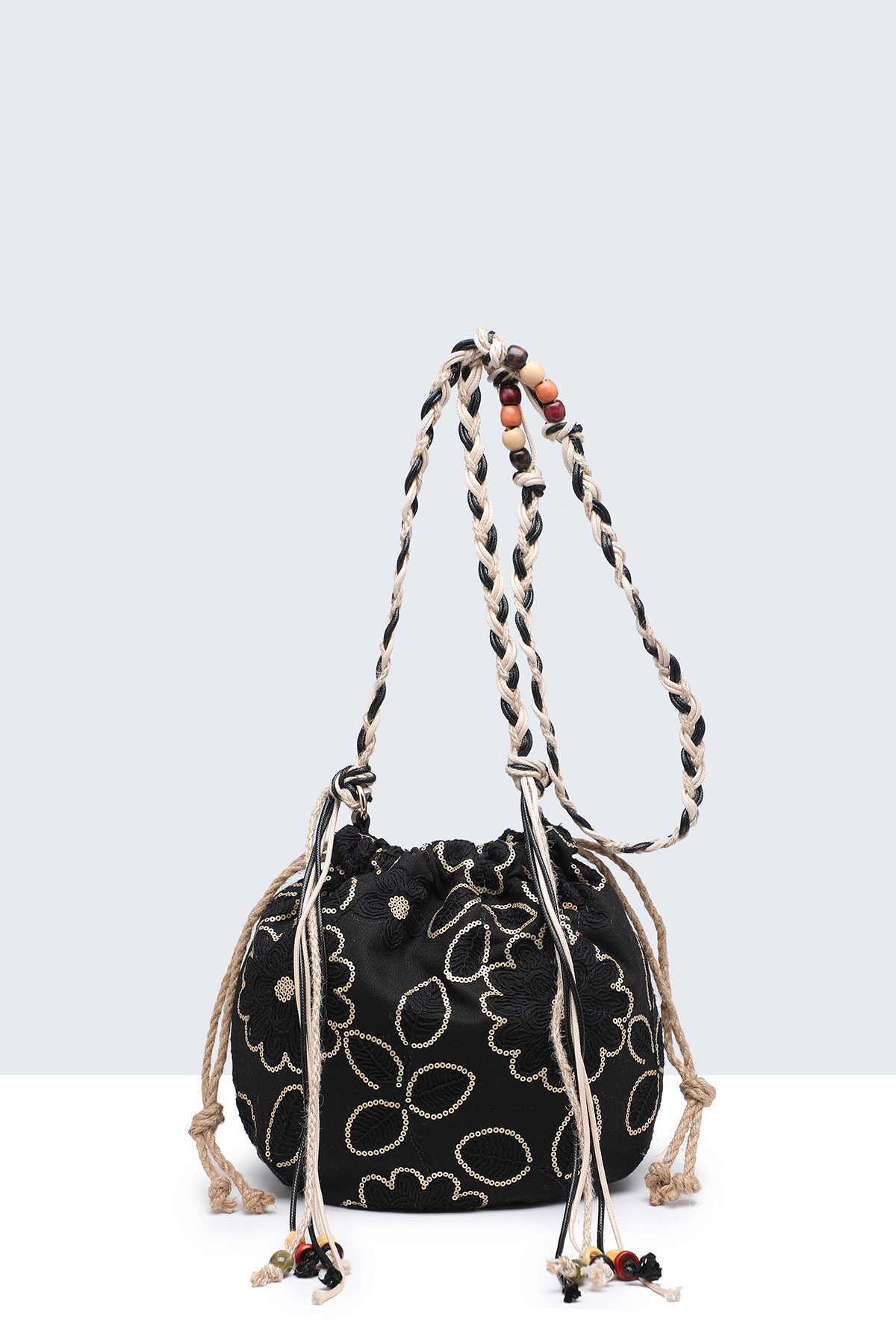 Grossista A&E - 29050-BV Borsa a tracolla stile secchiello con design in pizzo