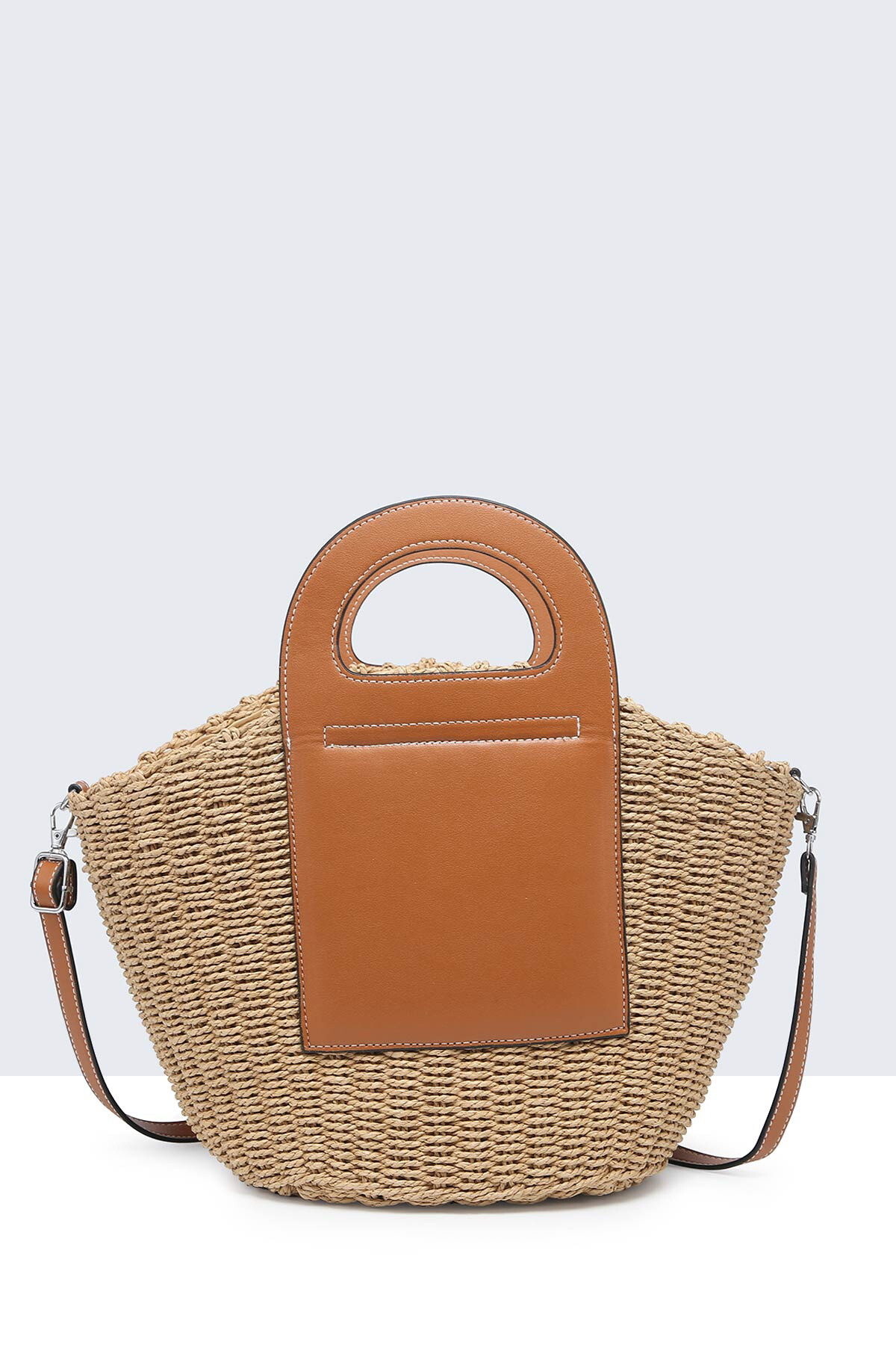 Wholesaler A&E - 9063-BV-CML-25 Woven Basket Handbag