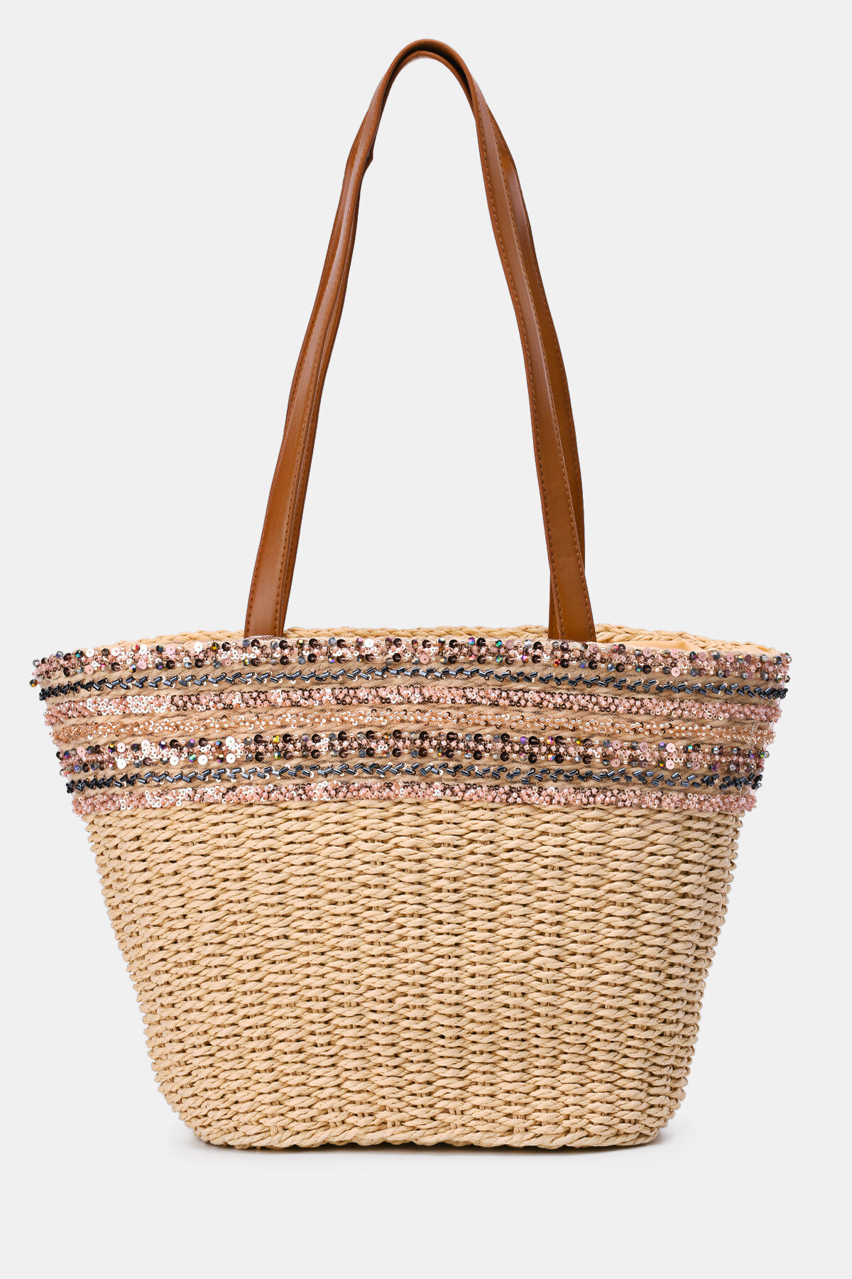 Wholesaler A&E - XS13148 Paper straw handbag adorned with sequins