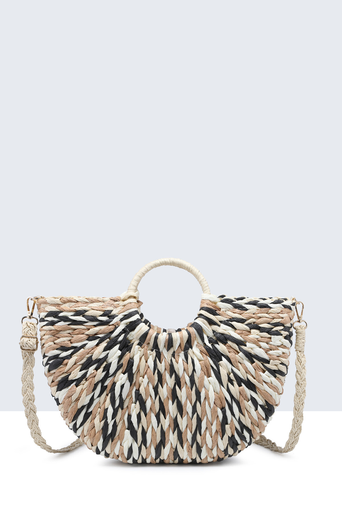 Wholesaler A&E - 9192-BV Half-round crocheted paper straw handbag basket