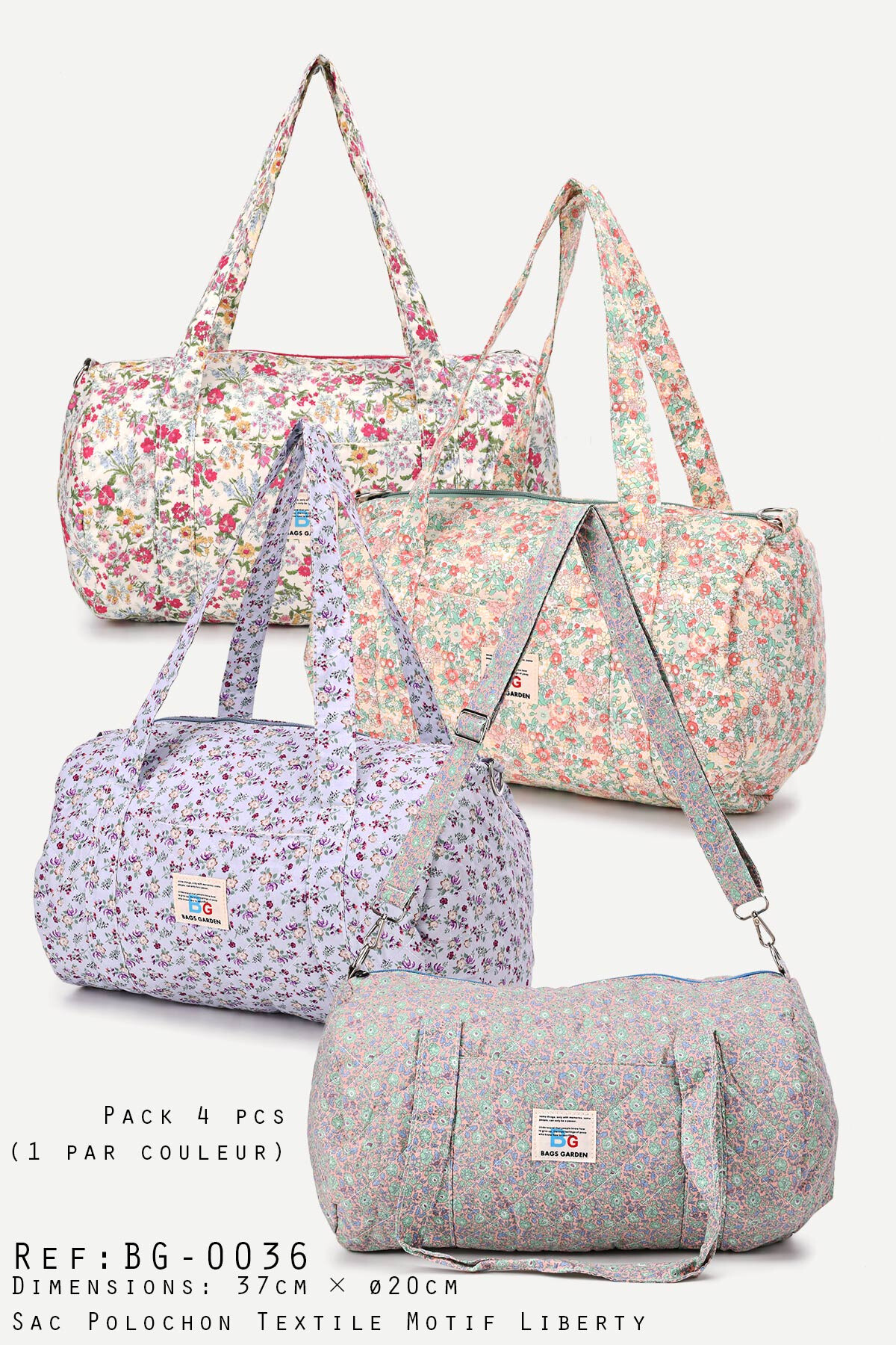 Wholesaler A&E - BG-0036 Quilted textile duffel changing bag with liberty flower pattern