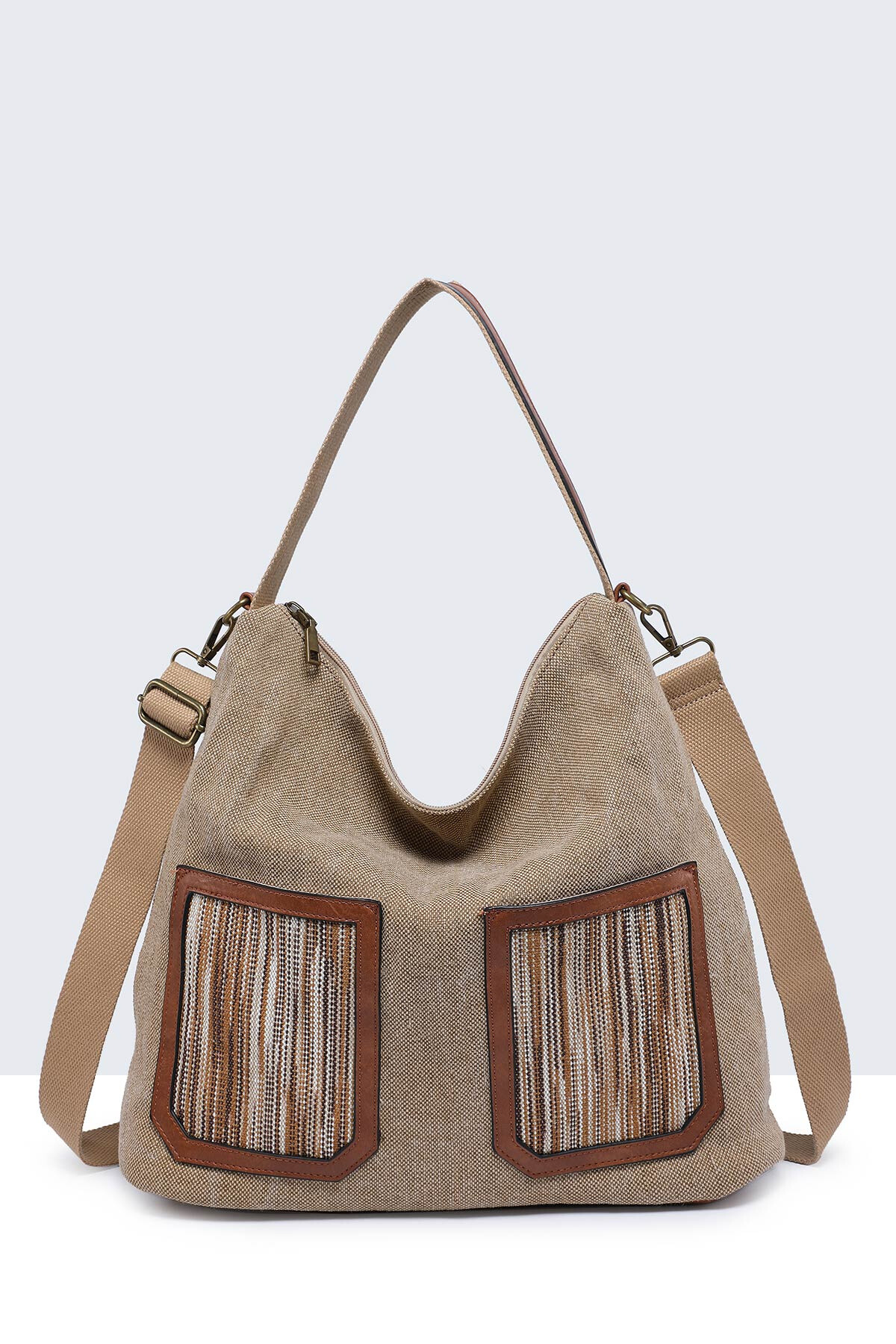 Wholesaler A&E - 28738-BV Canvas Hobo Shoulder Bag
