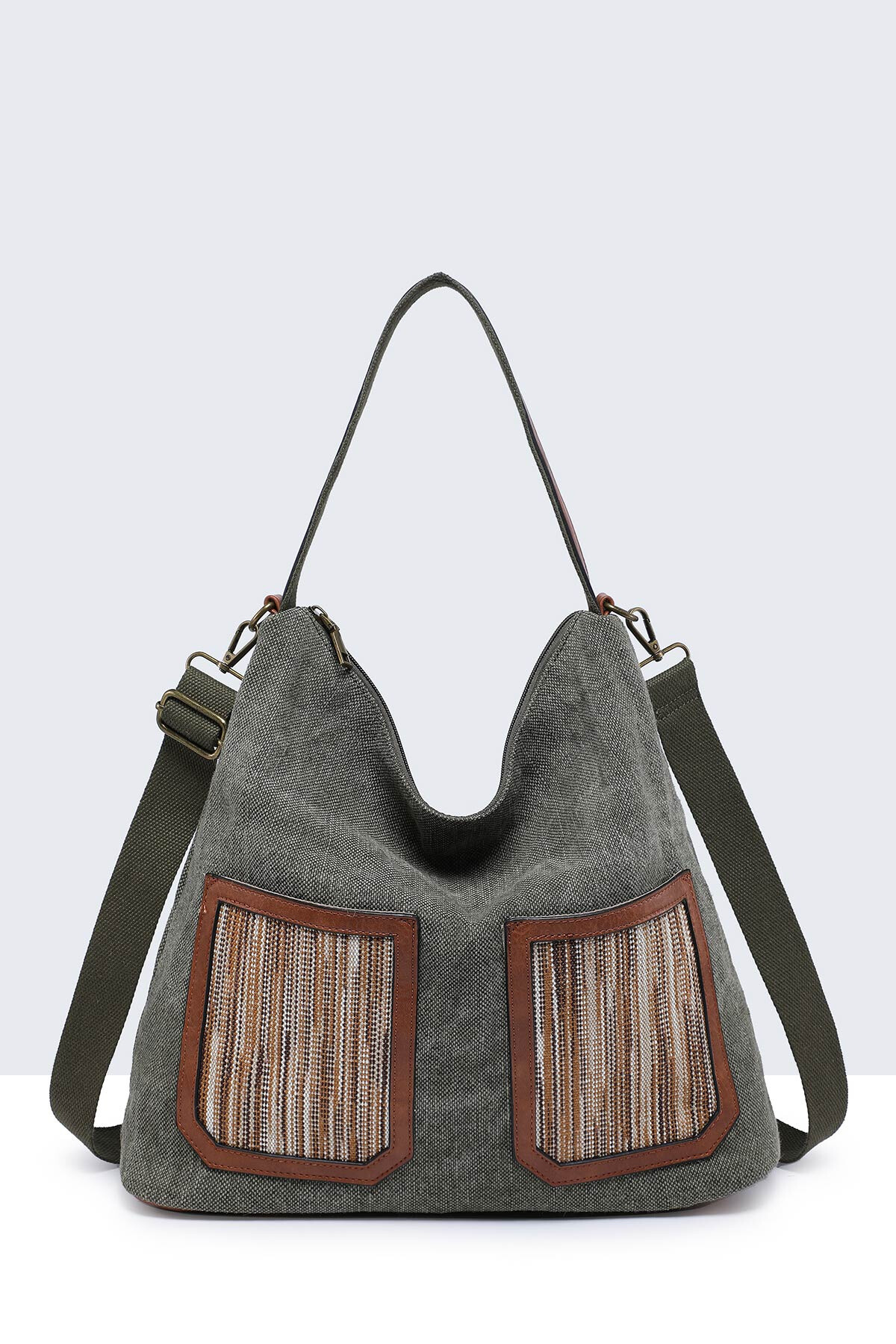 Wholesaler A&E - 28738-BV Canvas Hobo Shoulder Bag
