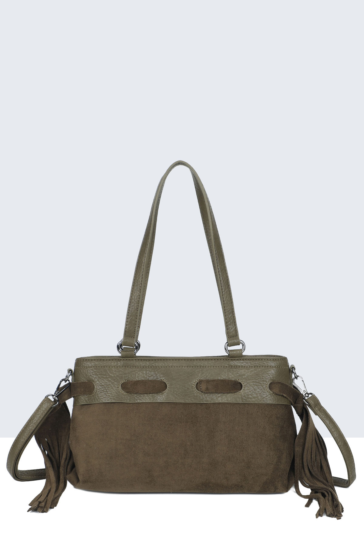 Grossista A&E - BV-B55043 Borsa a spalla con frange effetto camoscio