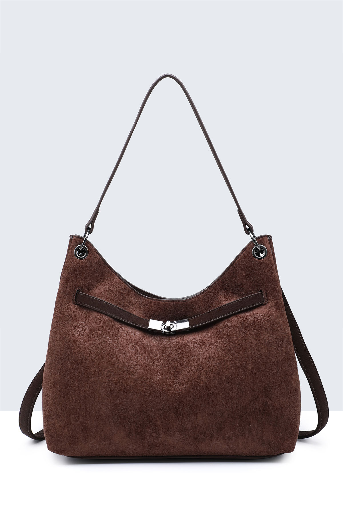 Wholesaler A&E - BV-20043 Hobo Velvet Effect Nubuck Shoulder Bag